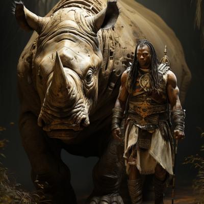 Flue Keeso A Giant Rhino With A Black Mane On And A Xhosa Man W 7c4d0174 De25 4a6c A7c0 6f420905c2e5 Flue Keeso A Giant Rhino With A Black Mane On And A Xhosa Man W 7c4d0174 De25 4a6c A7c0 6f420905c2e5